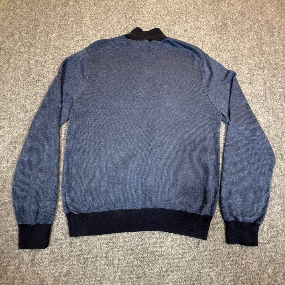 Brooks Brothers 346 Mens Large Blue Cotton Cashmere 1/4 Zip Sweater Pullover - Picture 8 of 10